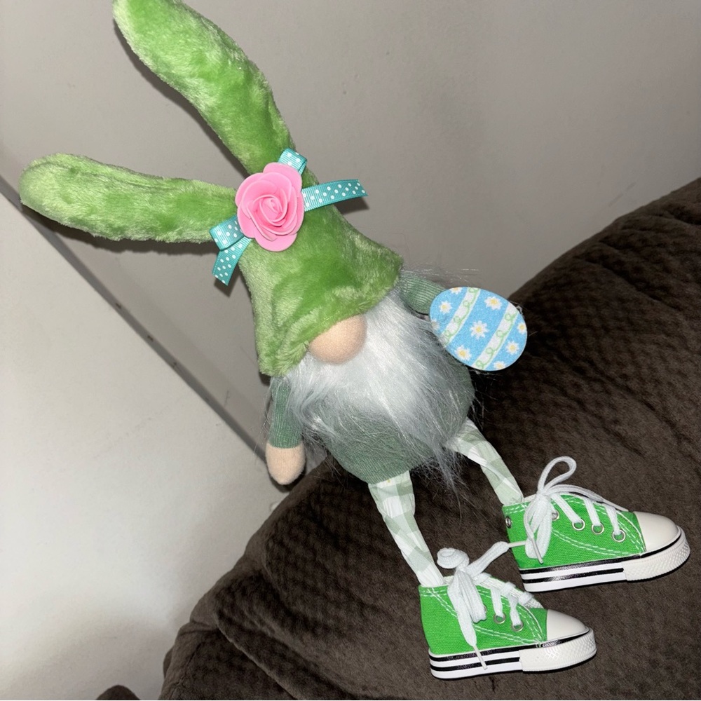 Green Bunny Fabric Table Top Gnome - Picture 7 of 8